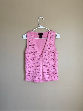Y2K Bubblegum Pink Crochet Vest